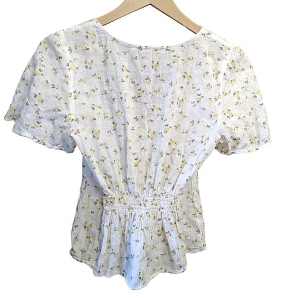 Abercrombie & fitch linen lemon blouse Babydoll size Small BOHO Cottagecore Y2k - Picture 3 of 4